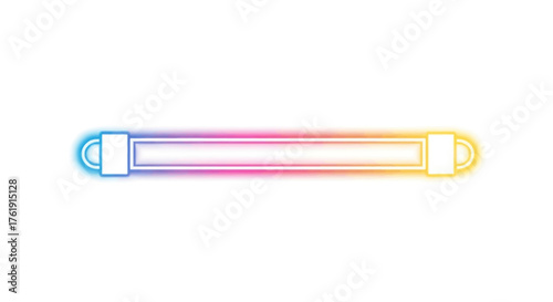 Neon light tube with rainbow gradient illumination.