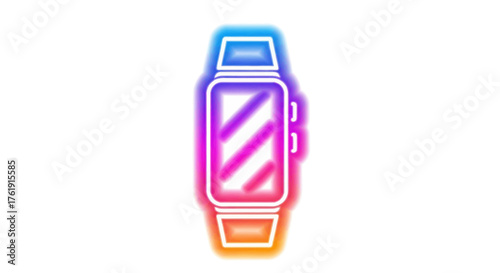 Vibrant Neon Gradient Smartwatch Icon with Digital Display.