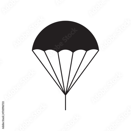 Parachute Icon – Minimal Black and White Skydiving Vector Illustration