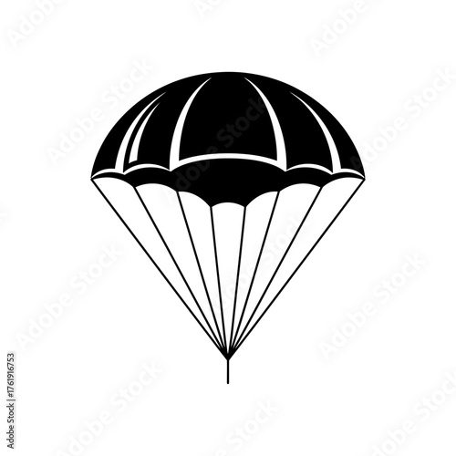 Parachute Icon – Minimal Black and White Skydiving Vector Illustration