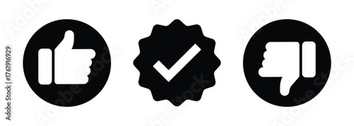 Verify, Like and dislike social network pictograms. Positive and negative , good and bad choice icon