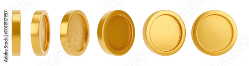 Blank casino coin or vip chip with copy space. Vector in 3d style, isolated set of mockup tokens for playing and gambling. Online entertainment and prize. Gaming experience, lottery or slots