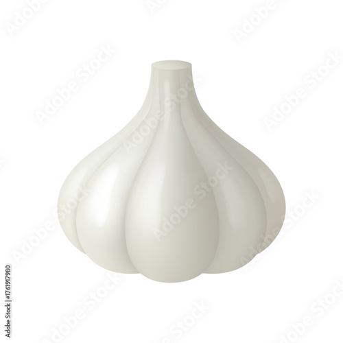 Clove of garlic, organic and natural product or condiment for dishes and meal. Vector 3d isolated icon of veggie food ingredient. Tasty food, dieting and nourishment, nutrition basic produce