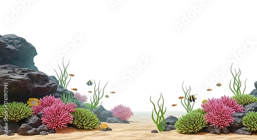 Colorful floral border with red, yellow, and blue wildflowers, perfect for nature-themed graphic design