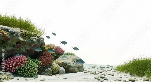 Colorful floral border with red, yellow, and blue wildflowers, perfect for nature-themed graphic design