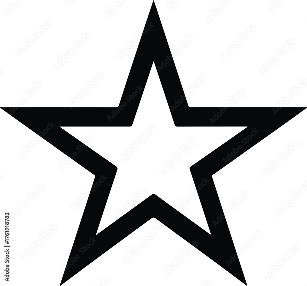 Fototapeta premium Simple black outline star shape on a clean white background