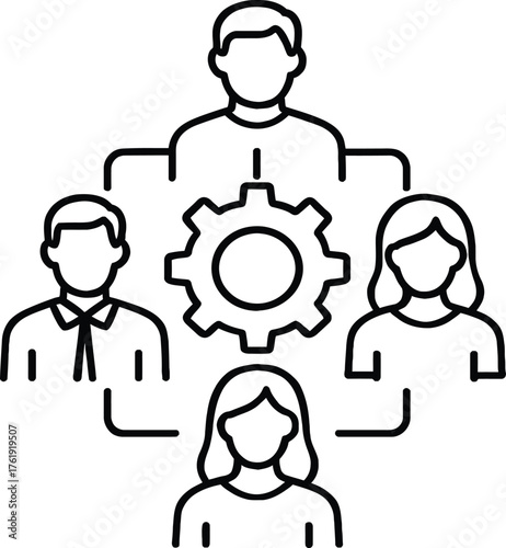 Teamwork concept showing effective management and collaboration for achieving business goals together