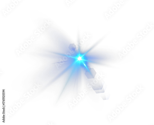 PNG blue light burst with glowing reflections and sparkles. Radiant design brings luxury and brilliance to abstract visuals. Ideal for festive, disco, or futuristic effects.