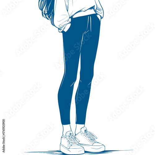 hand drawn outline line art illustration of patterned leggings