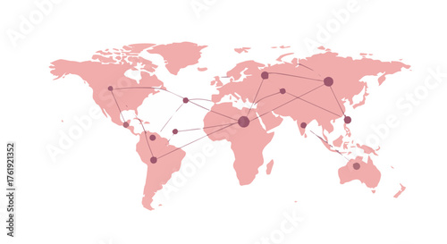 Global Network Connecting Continents and Cities with a Simplified World Map