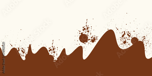 Chocolate background of Modern poster, dynamic splashes and drops. Vector illustration in a flat style of minimalism