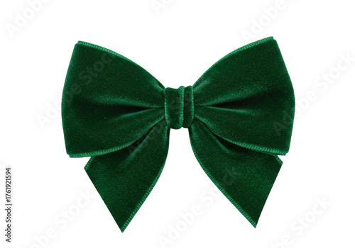 Photos Isolated luxurious velvet bow tie, dark green fabric, decorative celebration ado