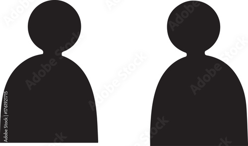 Two black silhouette icons of people side by side on a white background, representing users or a team