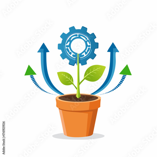 Business-Wachstum visualisieren: Vektor-Konzept für Fortschritt und Erfolg