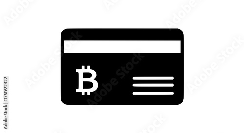 Bitcoin chip card black white icon