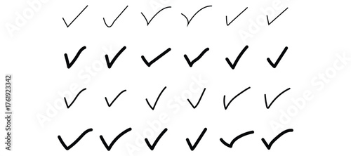 Black line check mark icon sign and symbol set, vector eos 10 file, check mark approval and agree icon, 