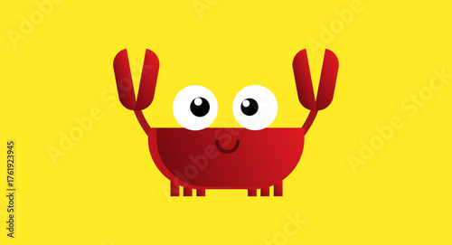 Adorable flat vector illustration of a smiling red crab in kawaii style. Perfect for beach, seafood, or marine-themed designs.