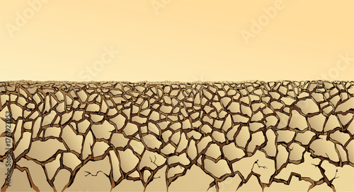 Dry cracked earth. Vector drawing