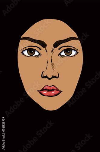 Woman face. Vector drawing icon