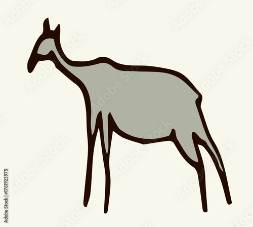 Primitive rock painting. Vector drawing