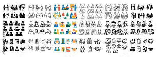 Diverse business icons for teamwork and collaboration