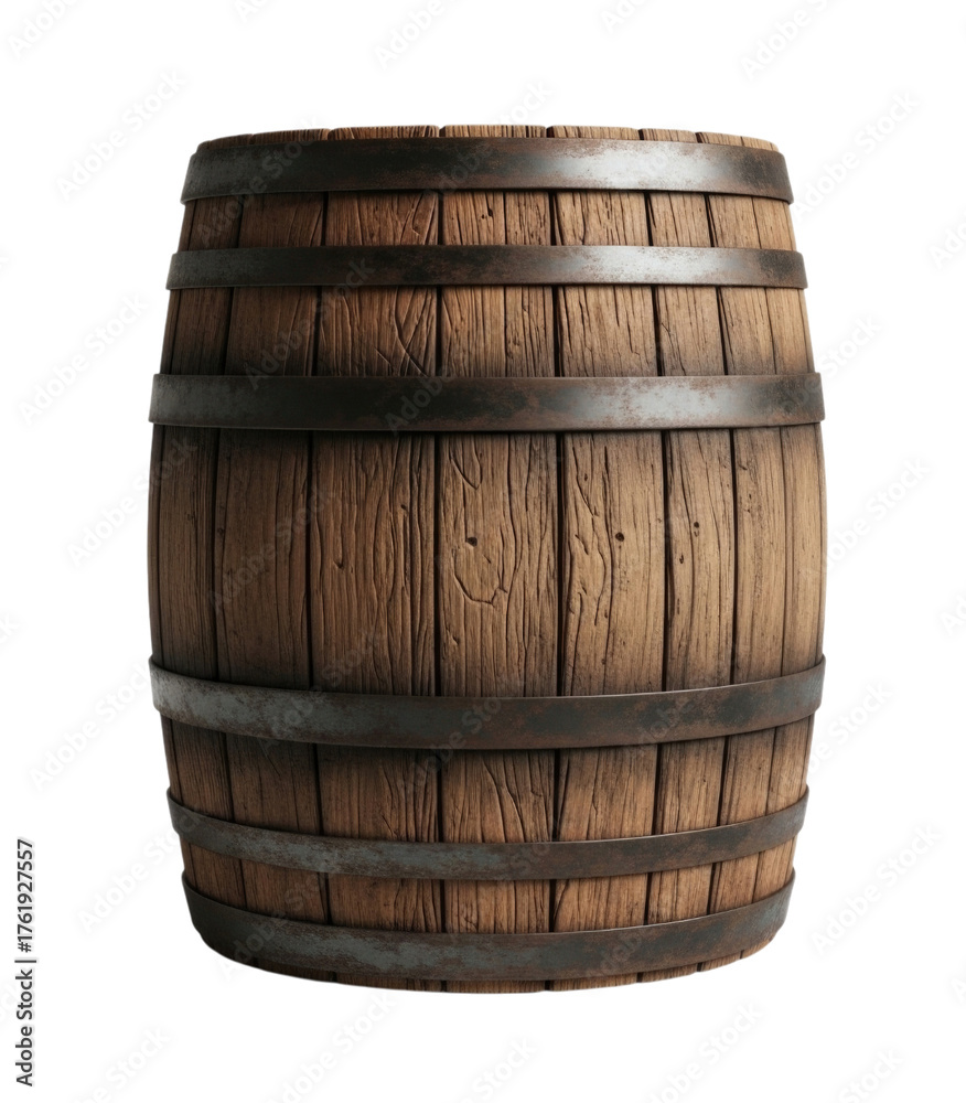 Fototapeta premium Wooden barrel transparent background cutout png