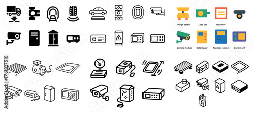 Traffic monitoring devices and control units icons
