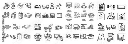 Traffic monitoring icons: safety, enforcement, data management