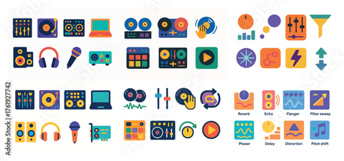 Colorful music icons collection