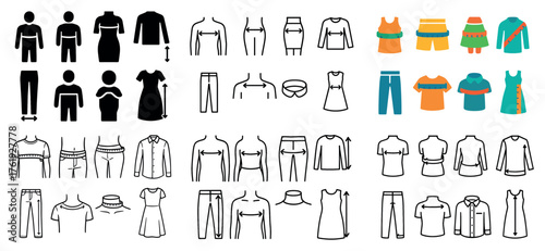 Fashion design icons and clothing measurement guide