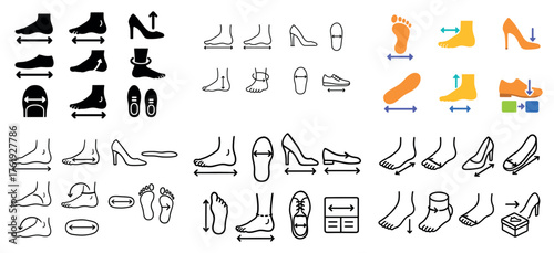 Foot measurement icons guide for shoe sizing