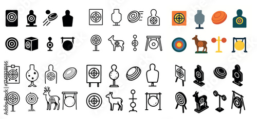 Various shooting targets and archery icons collection