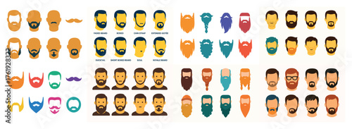 Diverse beard styles and variations chart