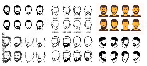 Diverse male beard styles and illustrations