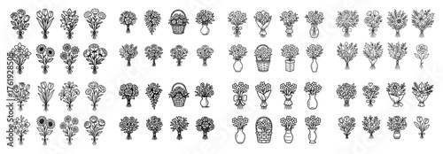 Black and white floral bouquet collection varieties