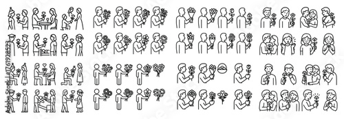 Diverse line art of people in various interactions