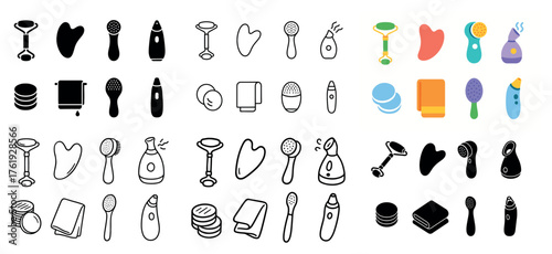 Skincare devices and tools icons collection