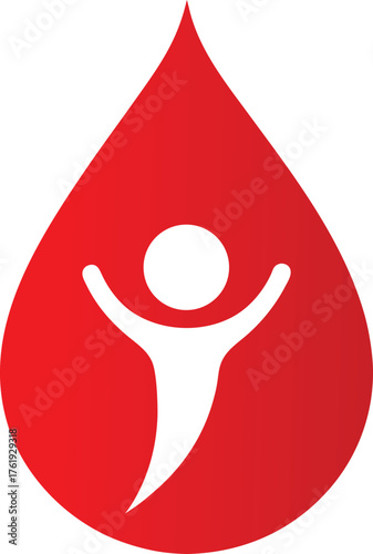 Red blood drop with life emerging symbolizing origin and growth