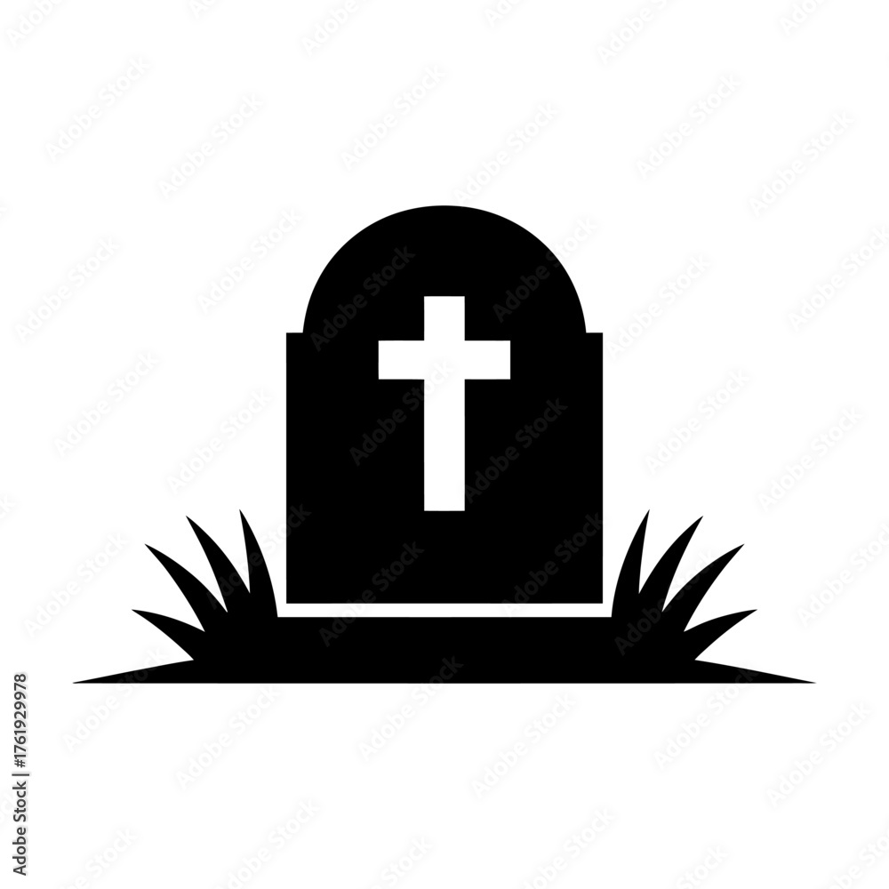 Obraz premium Tombstone Design icon Silhouette vector style with white background