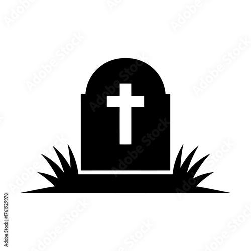 Tombstone Design icon Silhouette vector style with white background