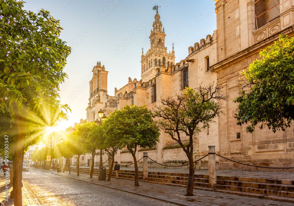 Obraz premium Giralda tower of gothic cathedral in Sevile, Spain
