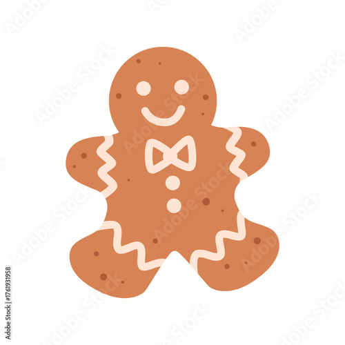 Christmas cookie. Gingerbread man.Christmas Classic biscuit. Cute ginger bread men
