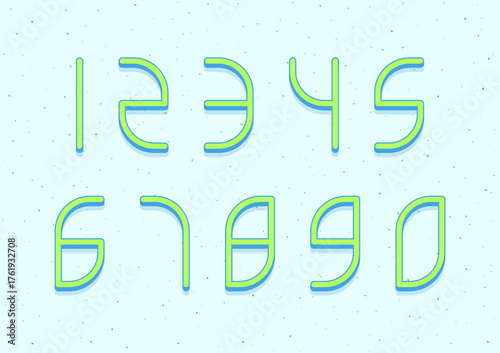 Set of numbers with 3d isometric effect on abstract background