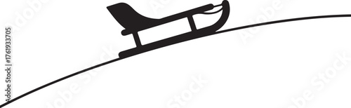 Black Silhouette of a Sleigh on a Snowy Hill 