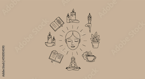 Mysterious occult ritual with candles and symbolic imagery
