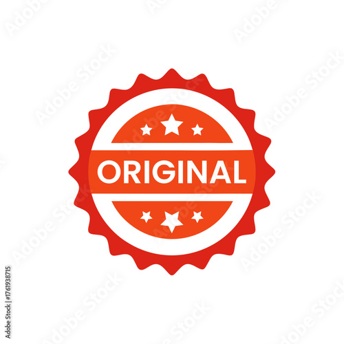 Vintage serrated circular rubber stamp illustration with 'original' text scalable vector graphic