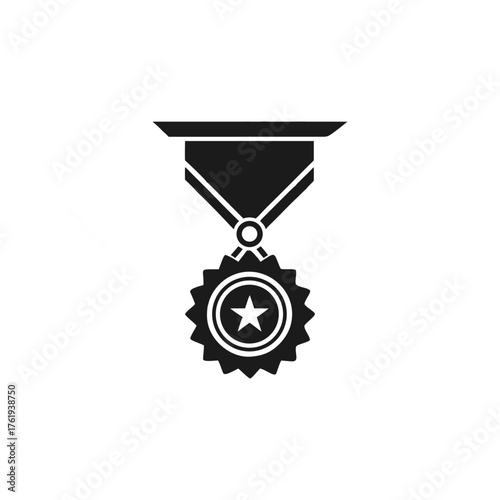 Academic medal ribbon vector graphic award recognition achievement symbol illustration