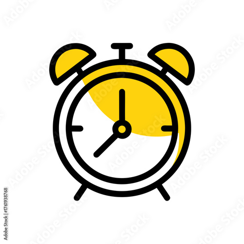 Yellow alarm clock icon vector graphic scalable illustration for time management and alerts