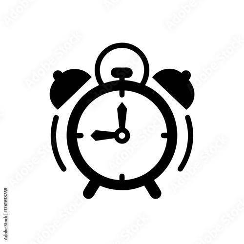 Vintage alarm clock icon with two bells black outline scalable vector graphic