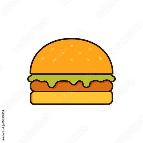 Minimalist cheese melt burger vector illustration scalable icon for food graphics